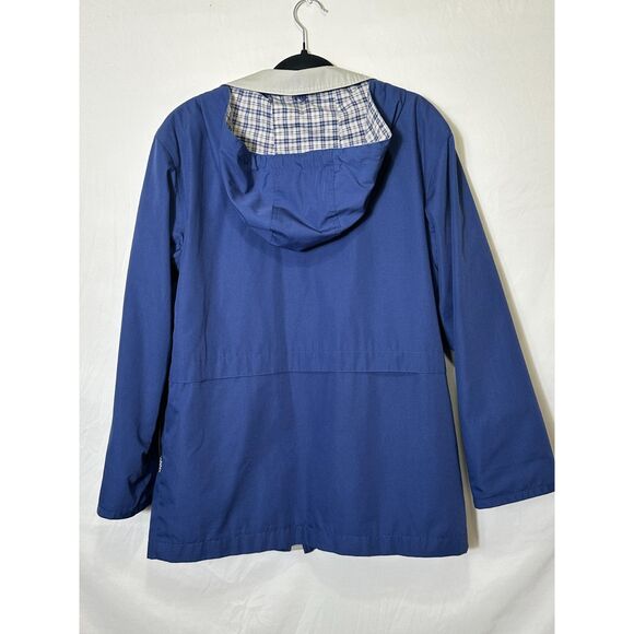 Izzi Vintage Women's Cotton Blend Rain Coat Detachable Hood Navy Blue Size S - Picture 4 of 5